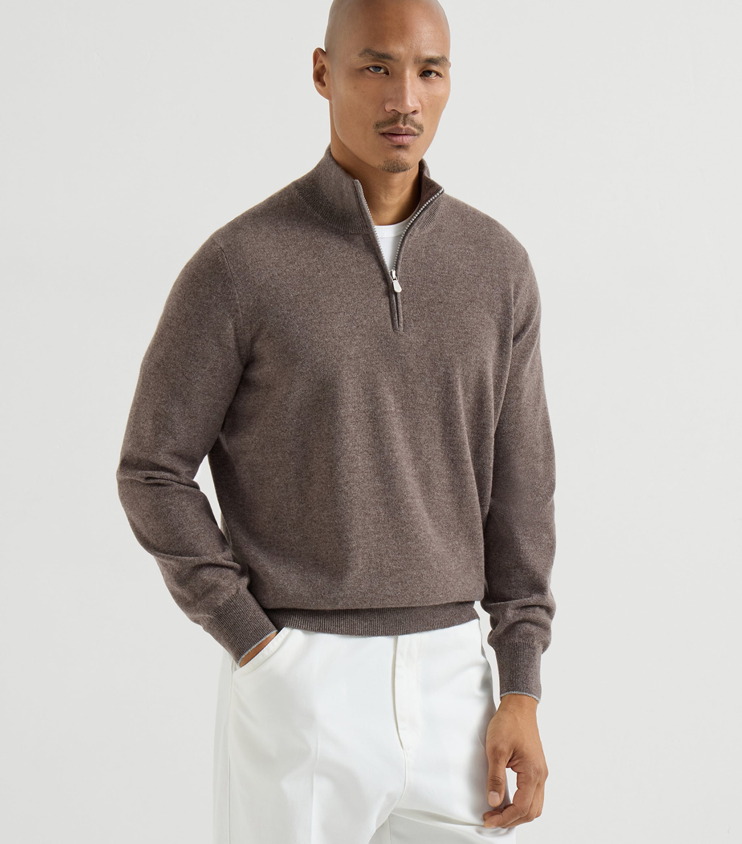 Brunello Cucinelli Mens Cashmere Half-Zip Sweater Image 2