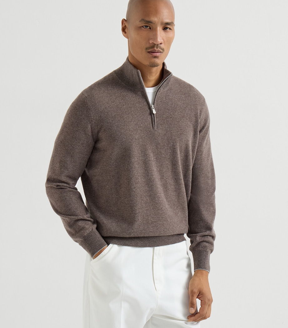 Brunello Cucinelli Mens Cashmere Half-Zip Sweater Image 2