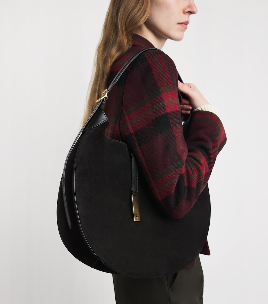 Medium Suede ID Shoulder Bag BLACK/G L Image 2