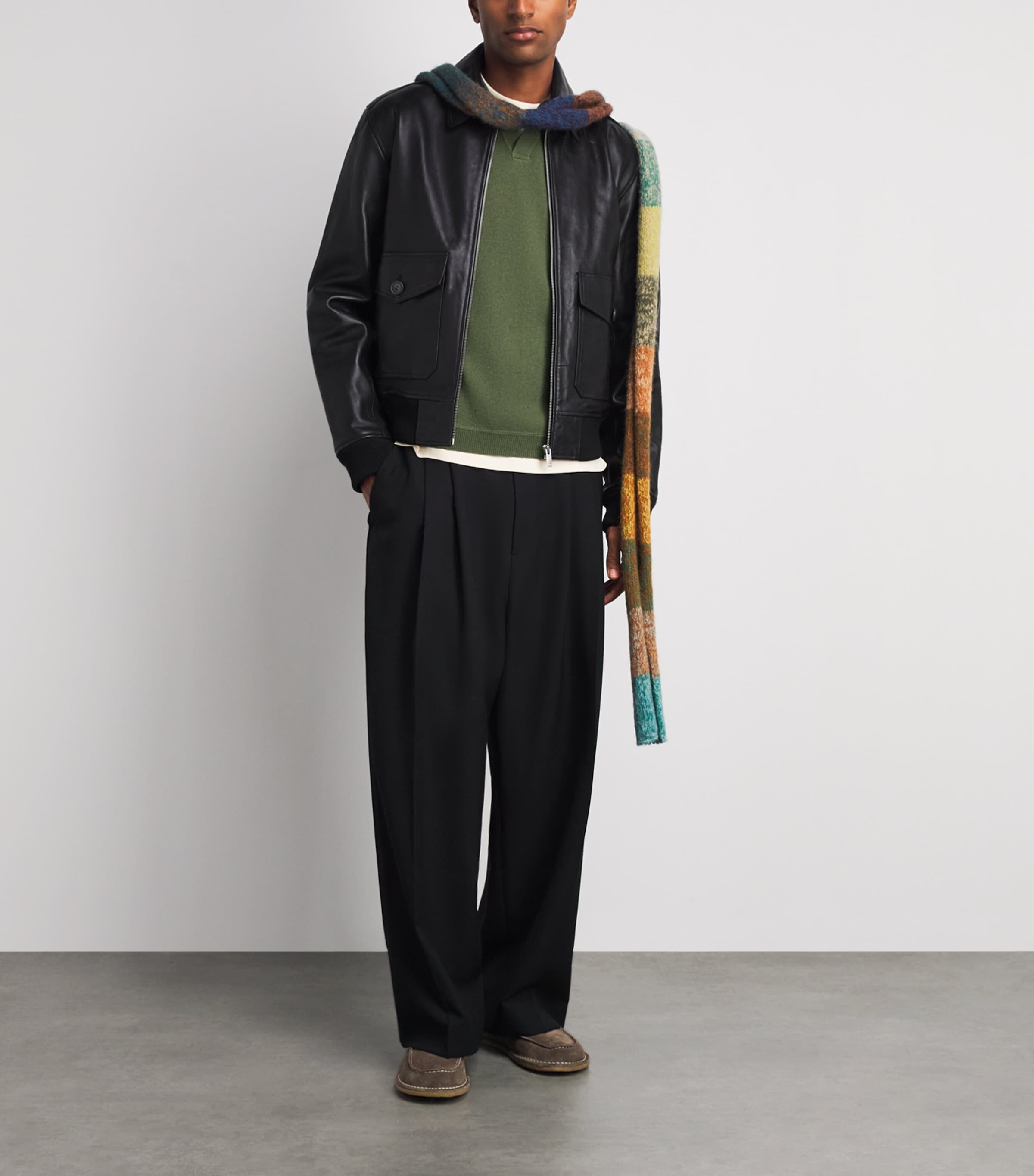 Allude Mens Virgin Wool Open-Collar Polo Sweater Image 2