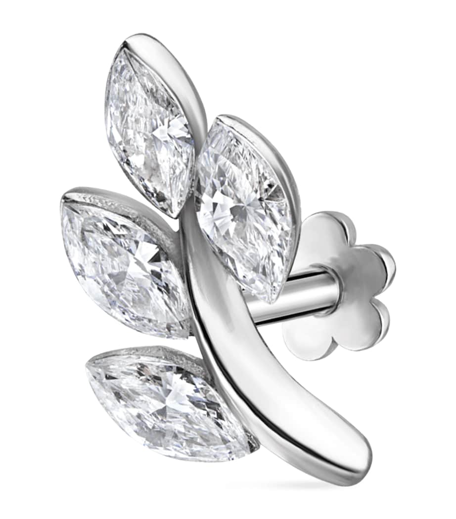 Diamond Vine Threaded Stud Earring (Direction A 10.5mm) WHITE GOLD Image 1