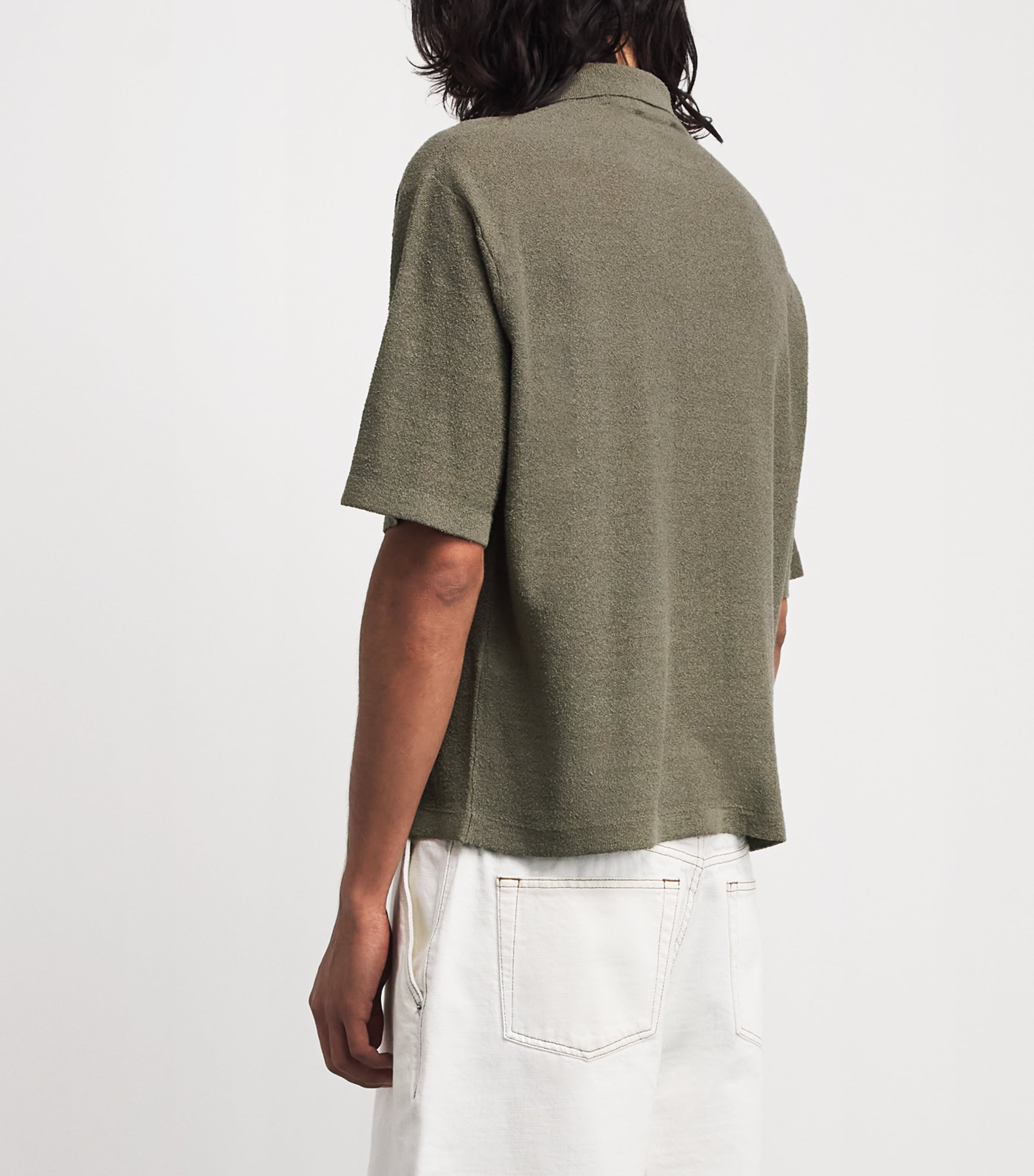 FRAME Mens Silk-Linen-Blend Overshirt Dsbg Image 5