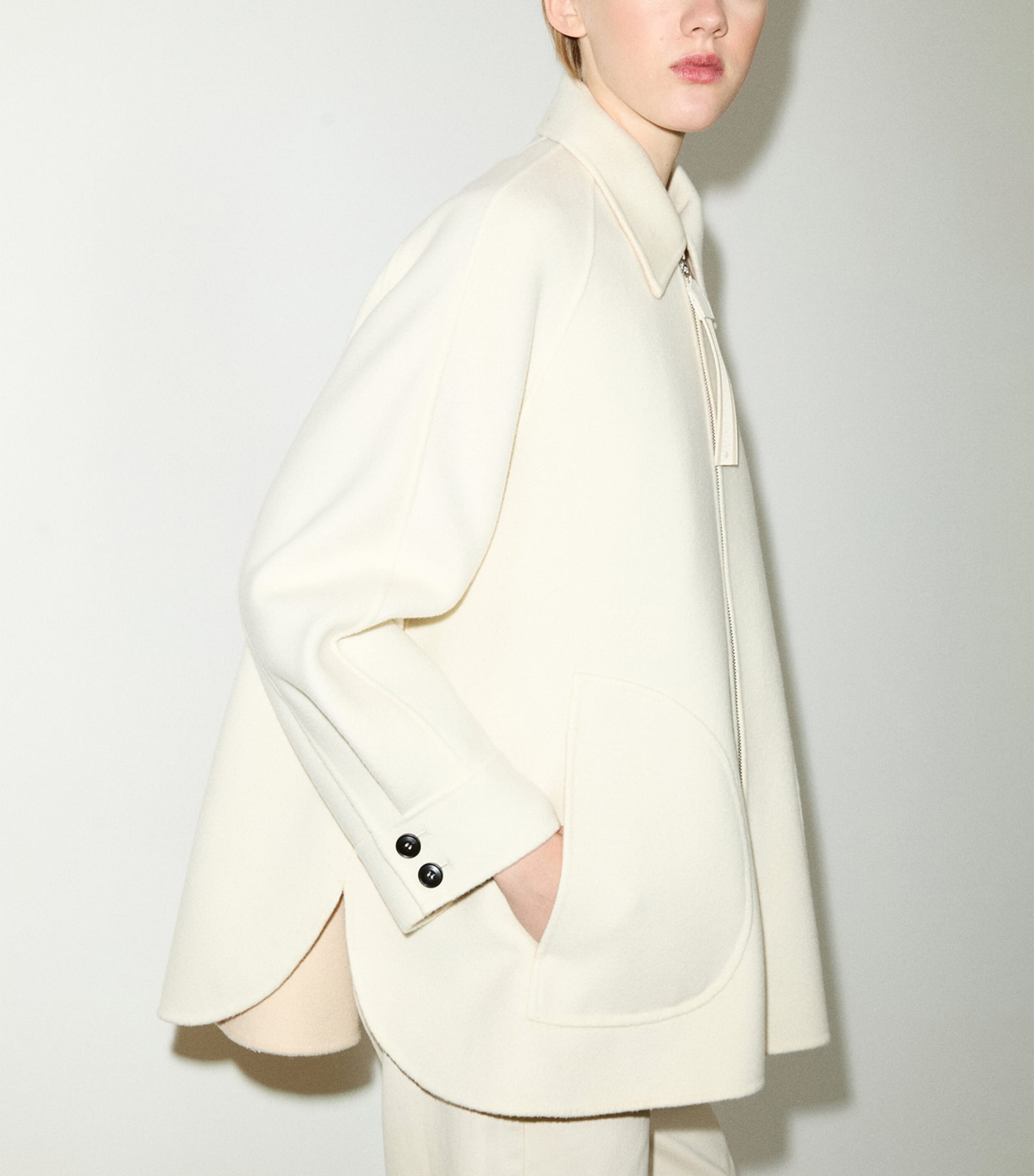 MAX&Co. Womens Virgin Wool A-Line Coat Wool White Image 4