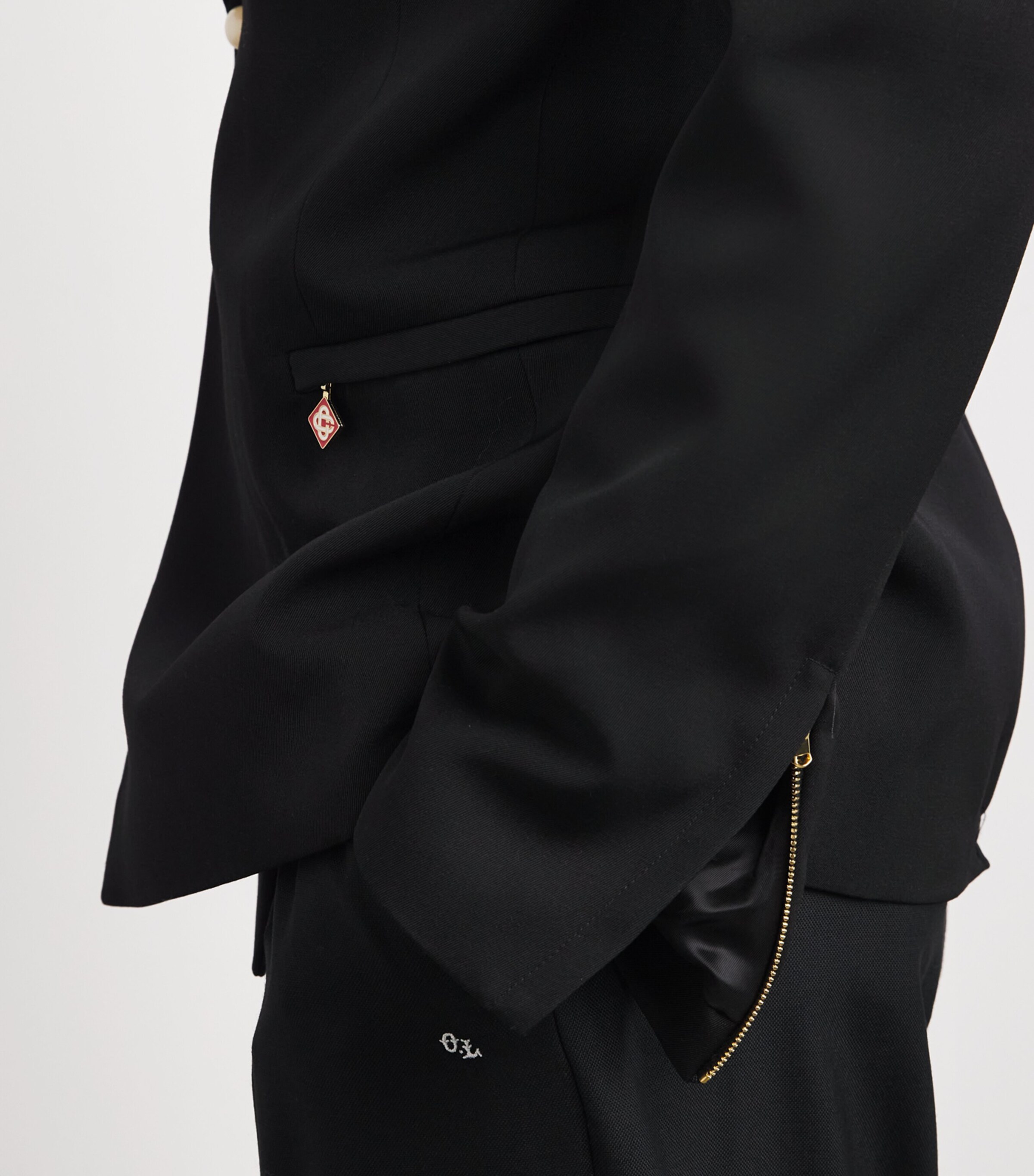 Casablanca Mens Wool Double-Breasted Blazer Black Image 6