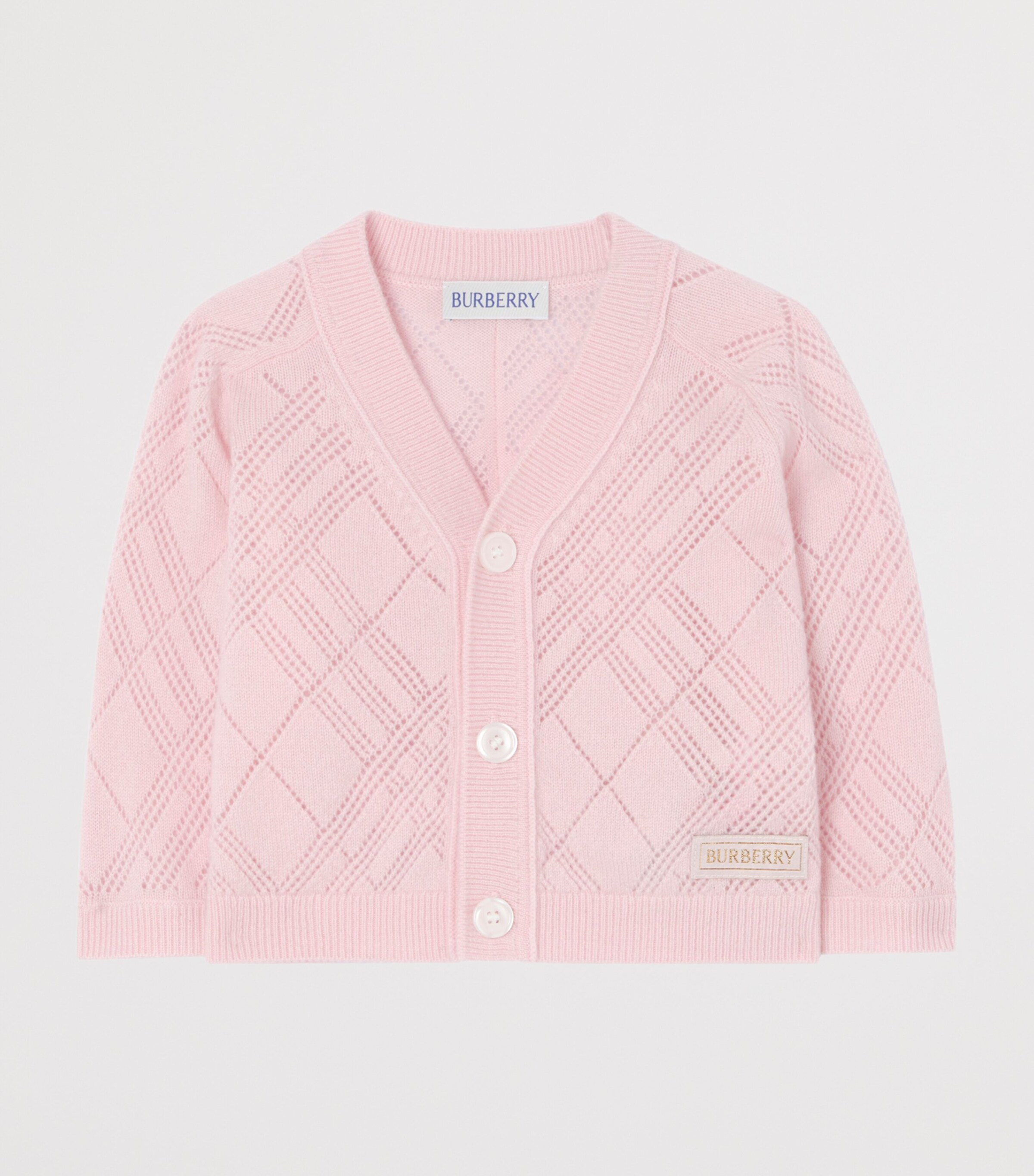 Burberry Kids Cashmere Check Cardigan and Trouser Set (1-18 Months) Archive Pink Image 2