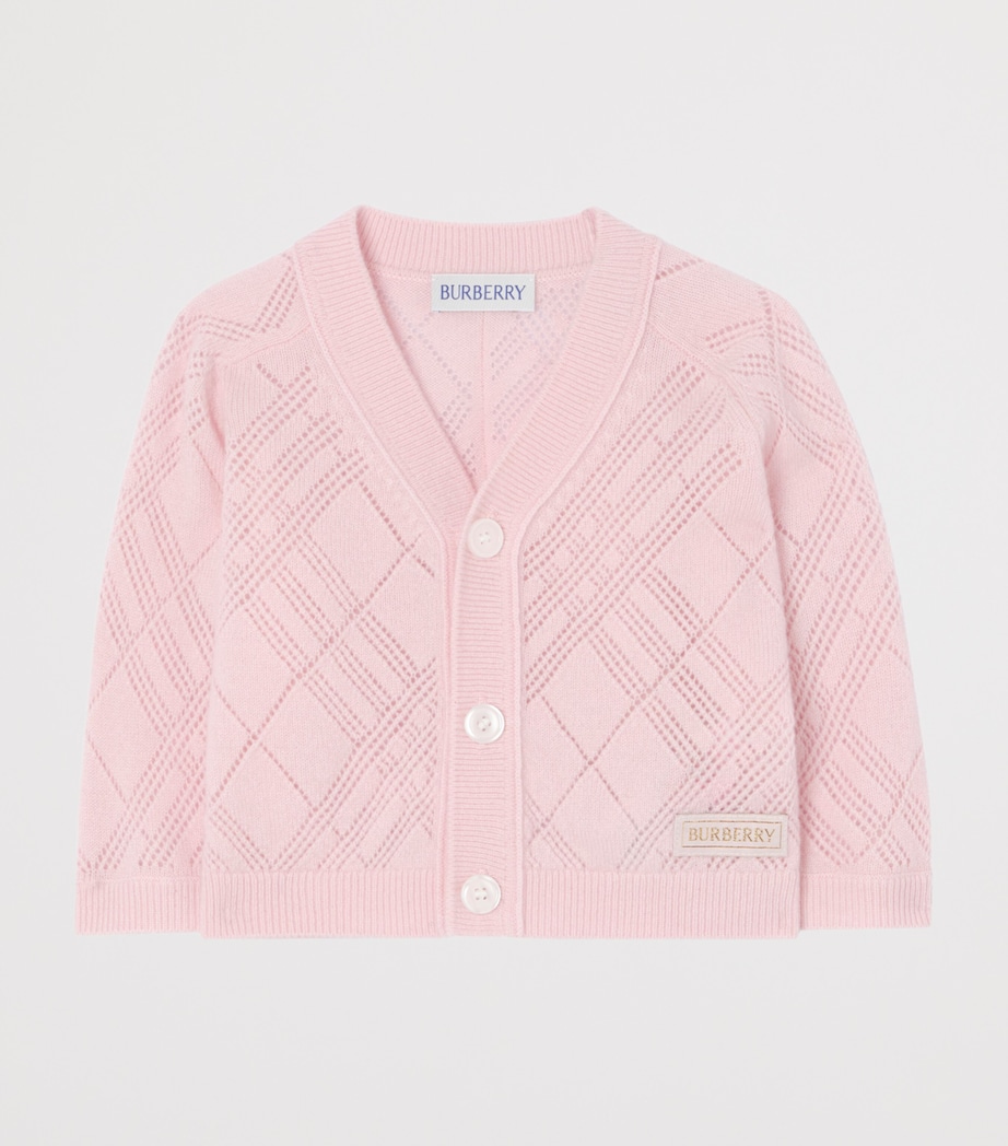 Burberry Kids Cashmere Check Cardigan and Trouser Set (1-18 Months) Archive Pink Image 2