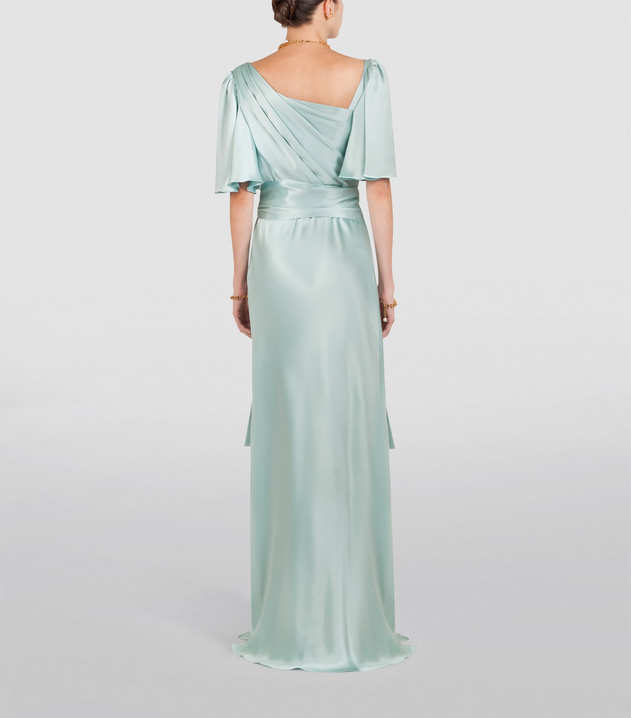 Silk Belted Dress B3933-DARK WATER LIG Image 4