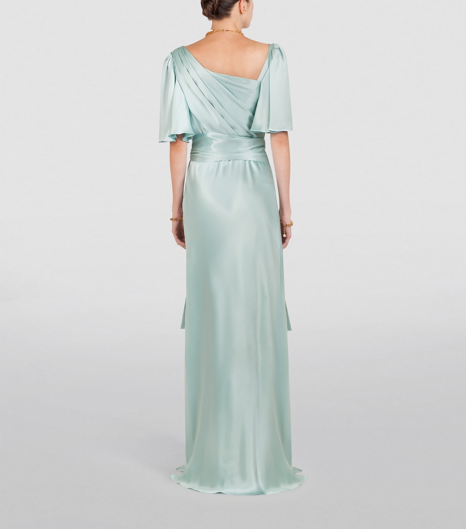 Silk Belted Dress B3933-DARK WATER LIG Image 4