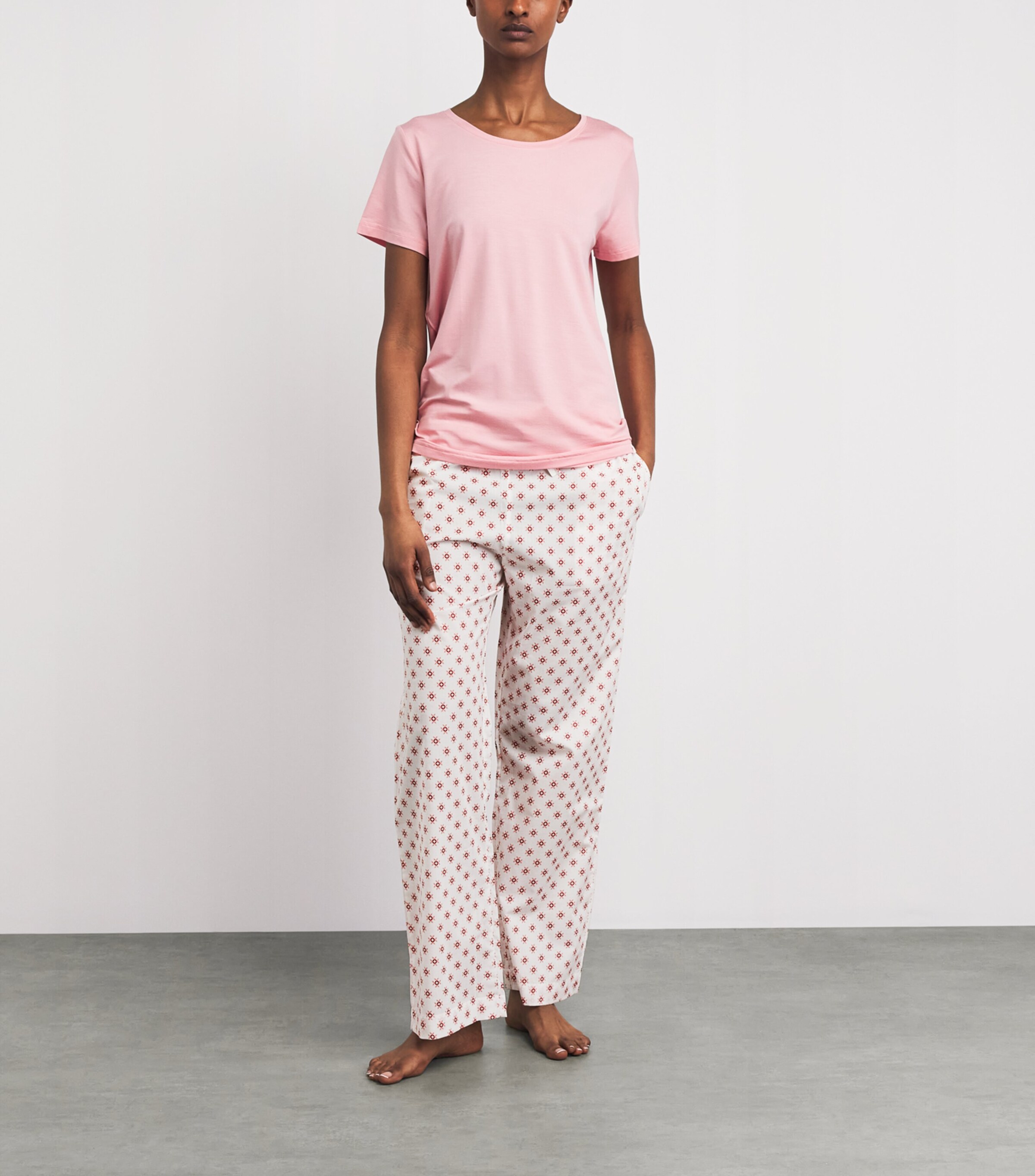 Derek Rose Womens Geometric Nelson Pyjama Bottoms White Image 2