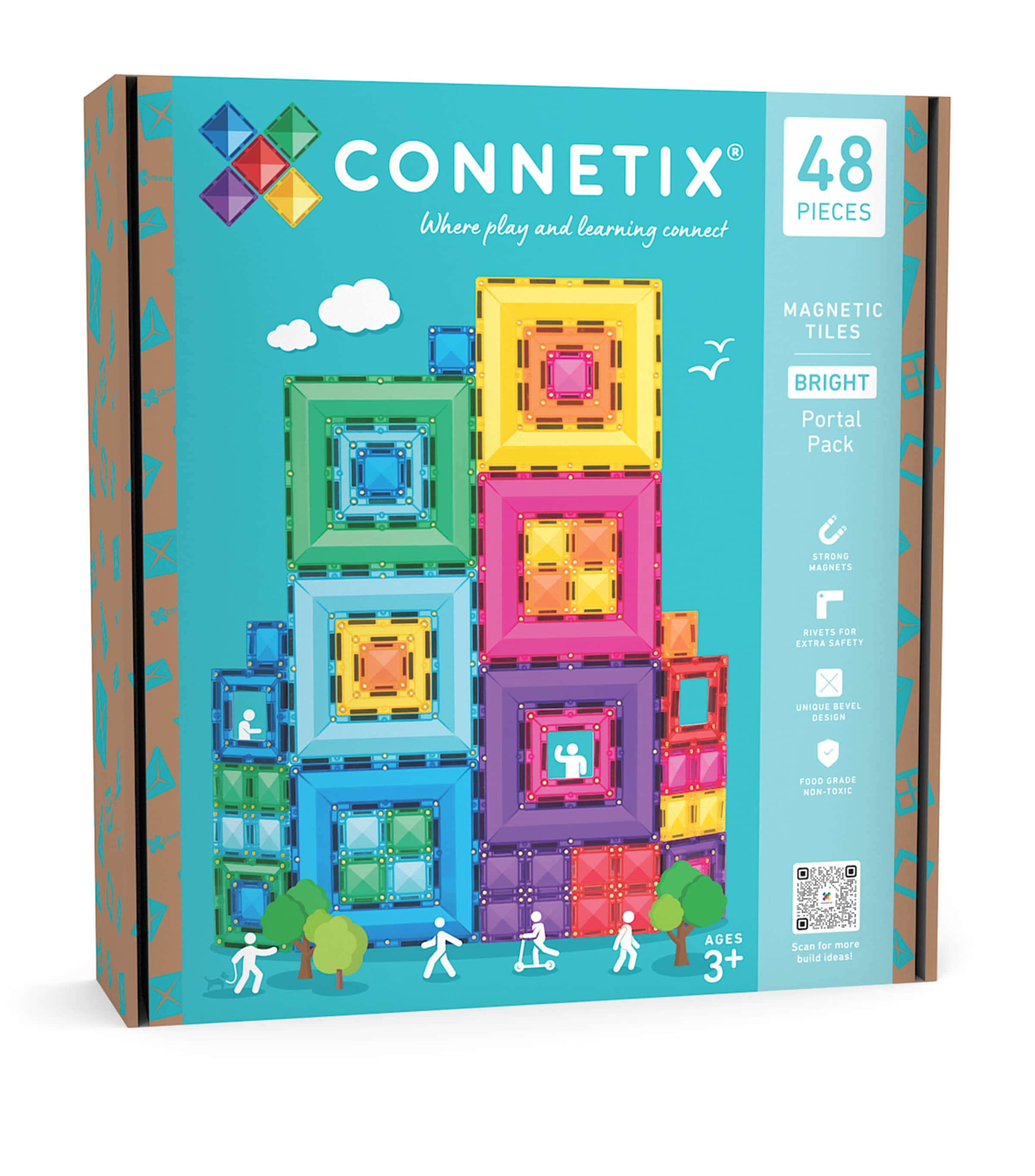 Connetix Tiles Bright Portal Pack (48 Pieces) | Kids New In | Toys | Building & Construction Toys