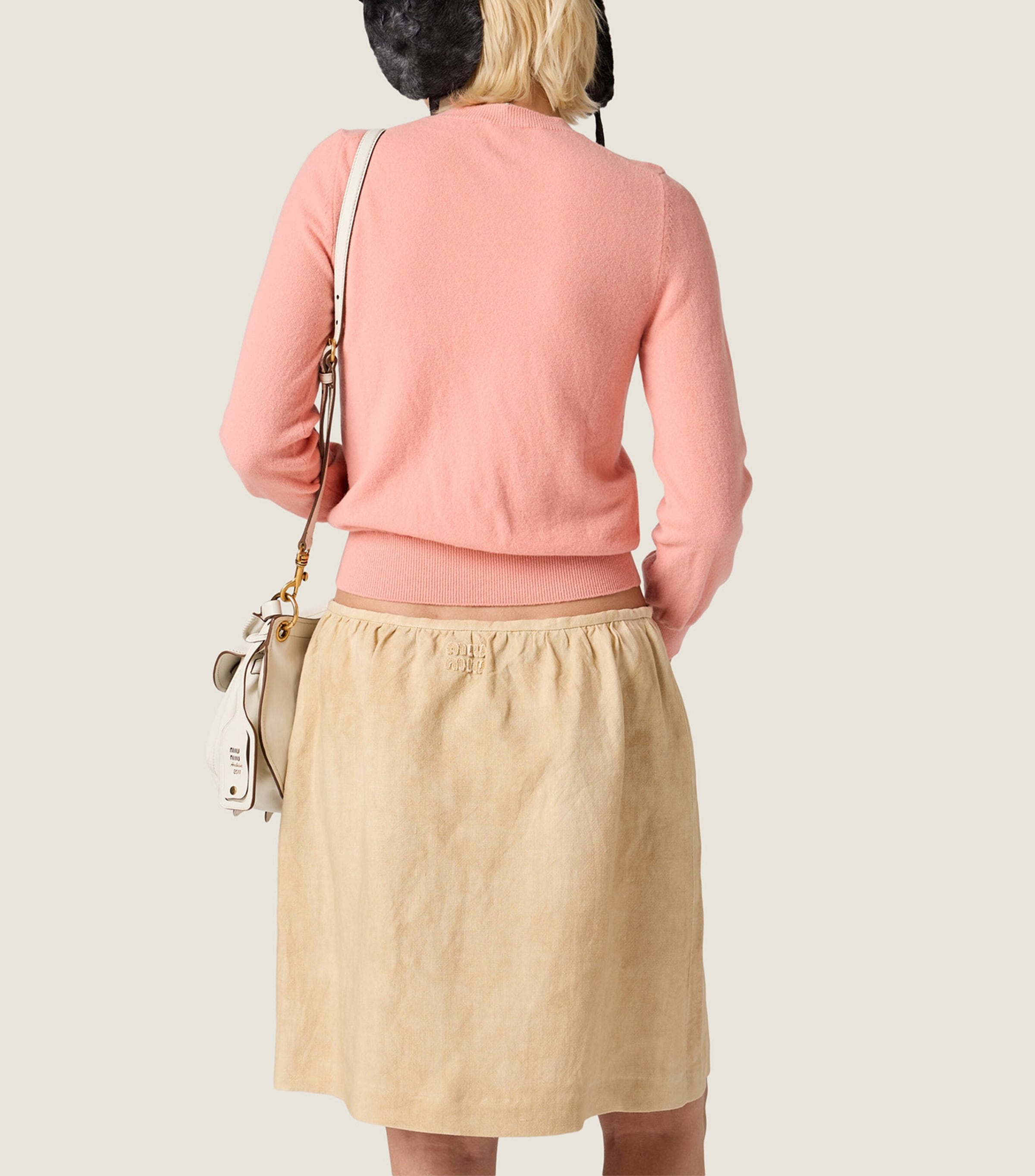 Miu Miu Womens Wool Logo V-Neck Sweater Orange Image 3