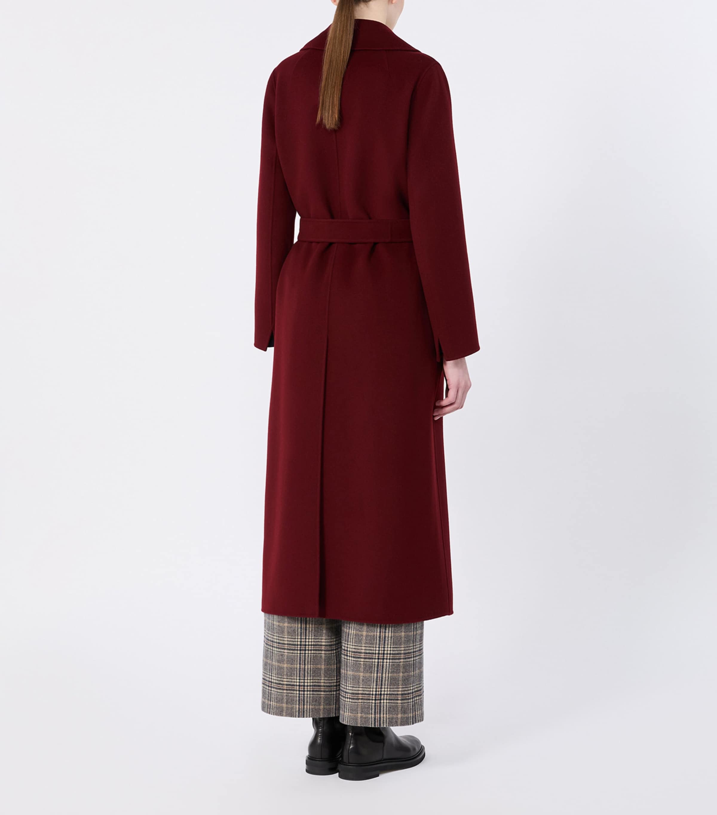 Max Mara Womens Virgin Wool Wrap Coat Bordeaux Image 4