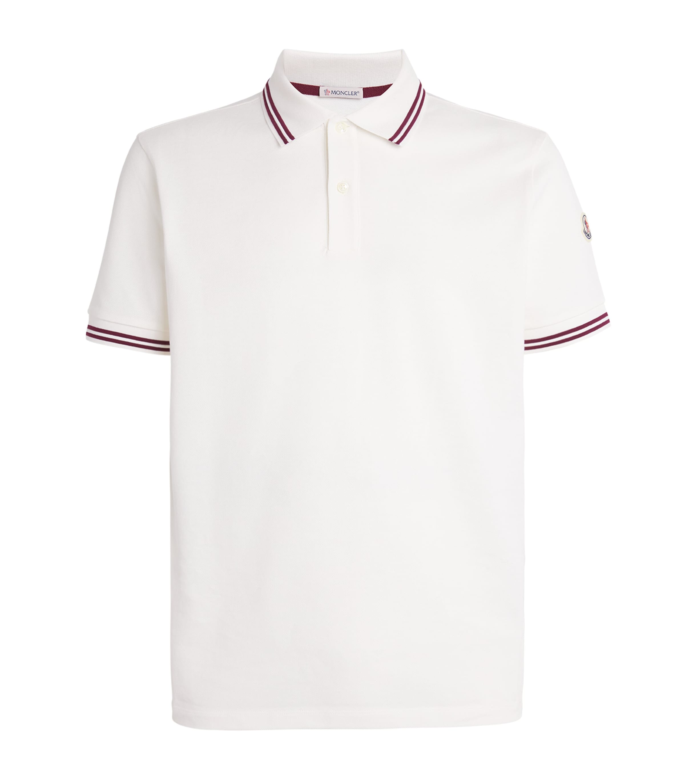 Moncler Striped Trim Polo Shirt In White