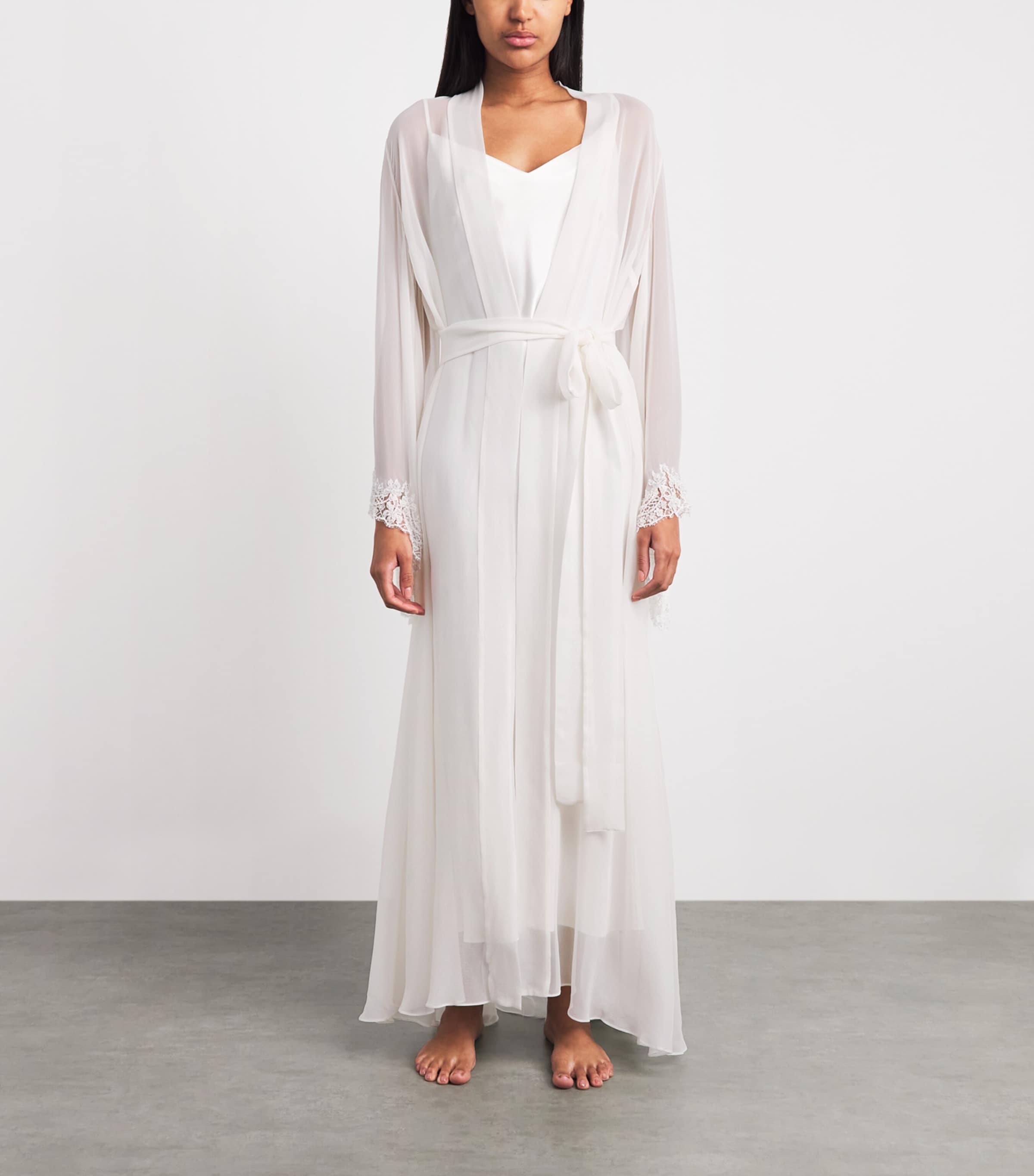 Rosamosario Womens Silk Fatima The Bride Robe White Image 4