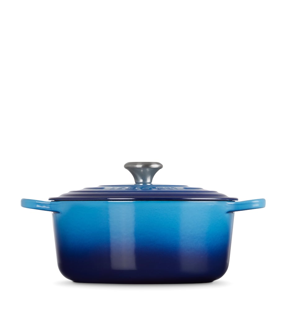 Le Creuset Cast Iron Round Casserole Dish (26cm) Azure Blue Image 2