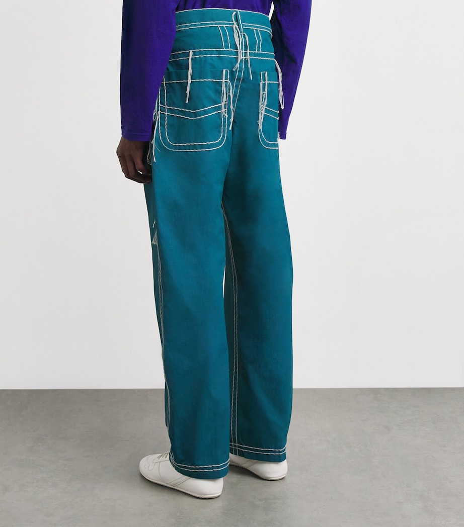 Craig Green Mens Cotton Embroidered Trousers Blue/ Grey Image 5