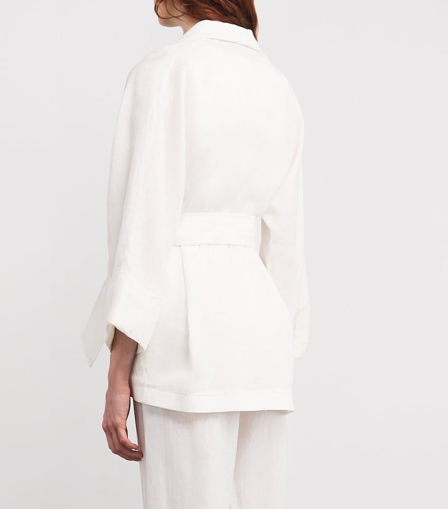 x Harrods Linen Belted Blazer BIANCO Image 4