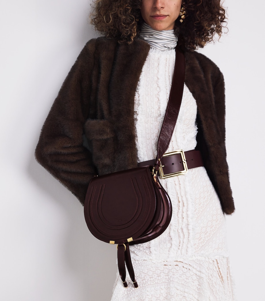 Small Leather Marcie Saddle Bag AUBURN RED Image 2