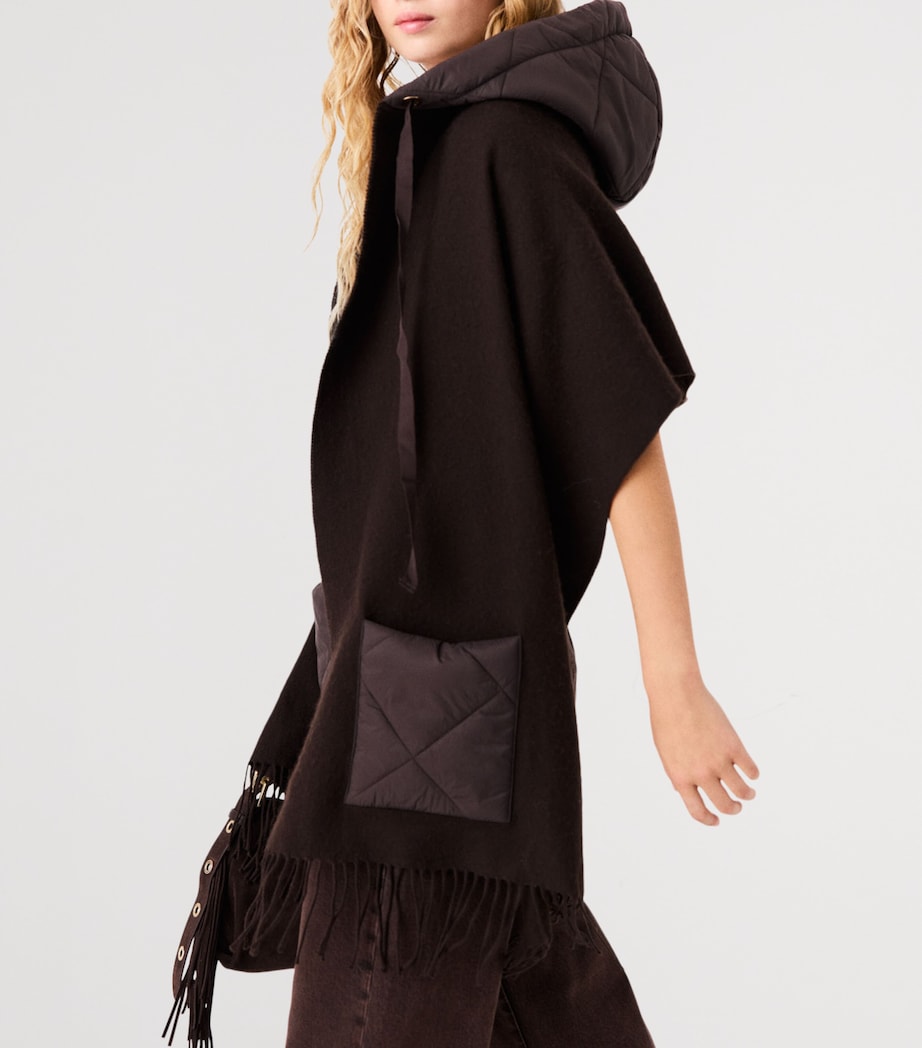 Maje Wool Hooded Scarf Brown Image 7