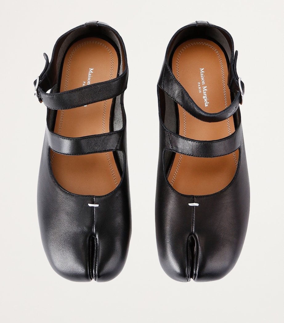 Maison Margiela Leather Tabi Strap Ballerina Flats Black Image 4