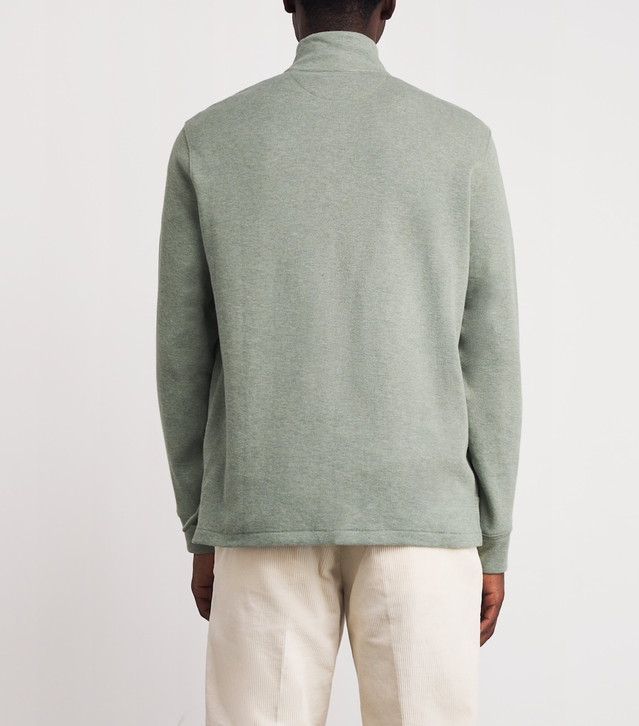 Cotton Logo Quarter-Zip Sweater GREEN HEATHER Image 4