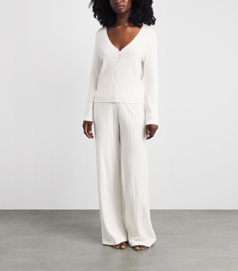 Eberjey Womens Pointelle Knitted Trousers Ivory Image 2