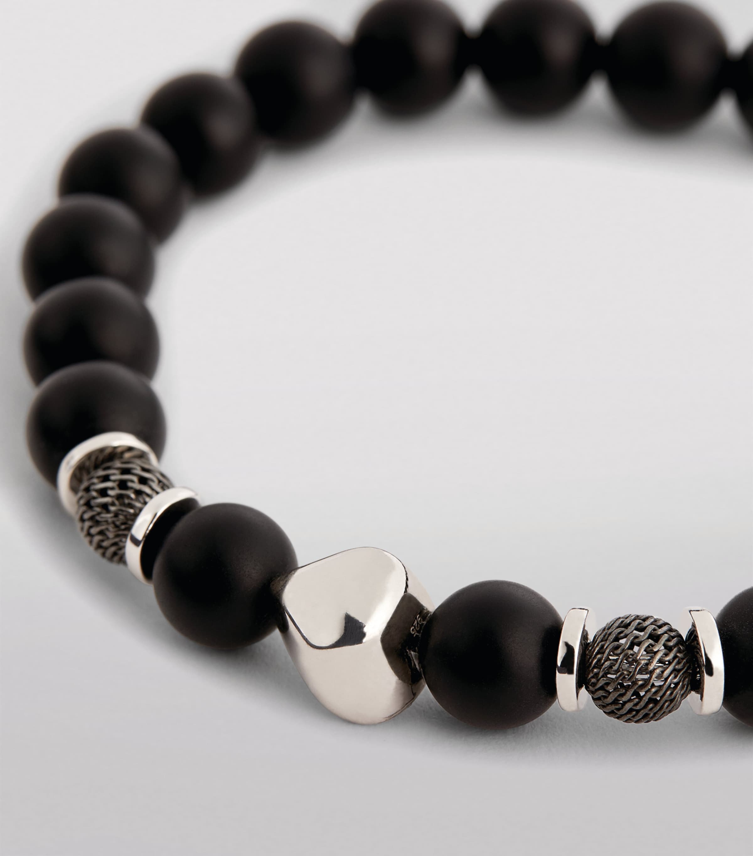 Sterling Silver Beaded Bracelet BLACK Image 4