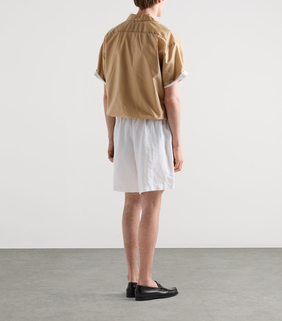 Prada Mens Re-Nylon Zip-up Short-Sleeve Shirt Brown Image 5