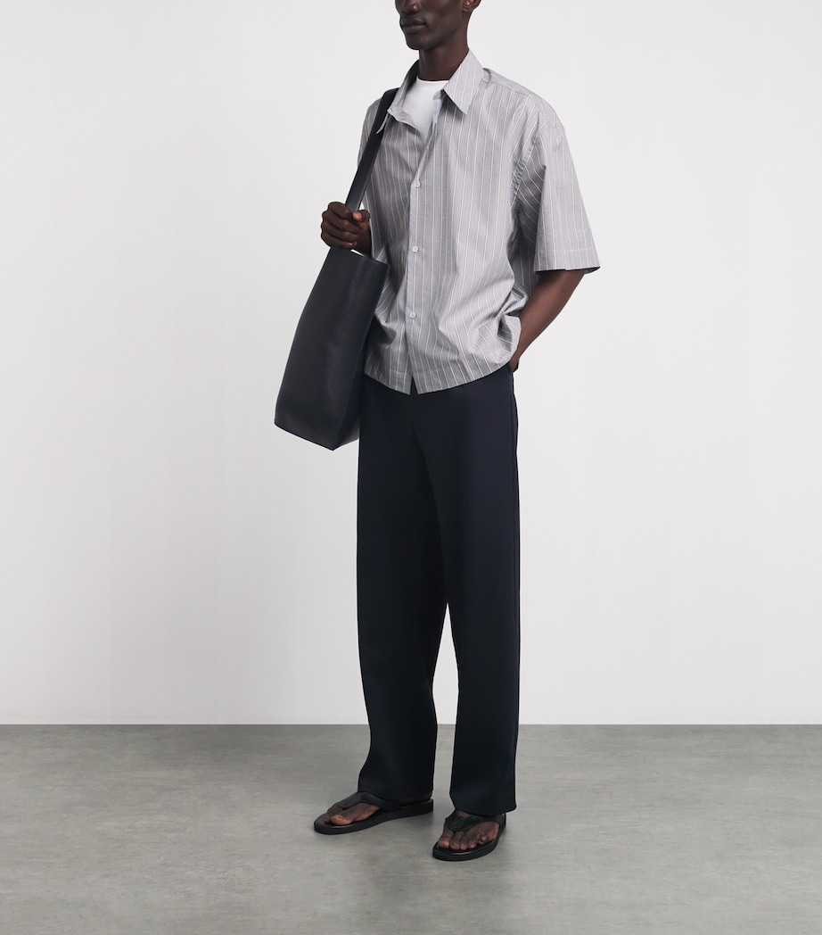 7 For All Mankind Mens Pleated Straight Trousers Blue Image 2