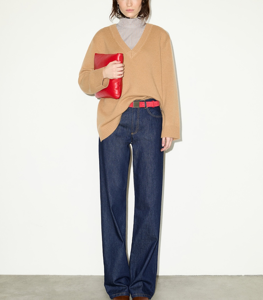MAX&Co. Womens Shirt-Detail Wool Sweater Camel Image 7
