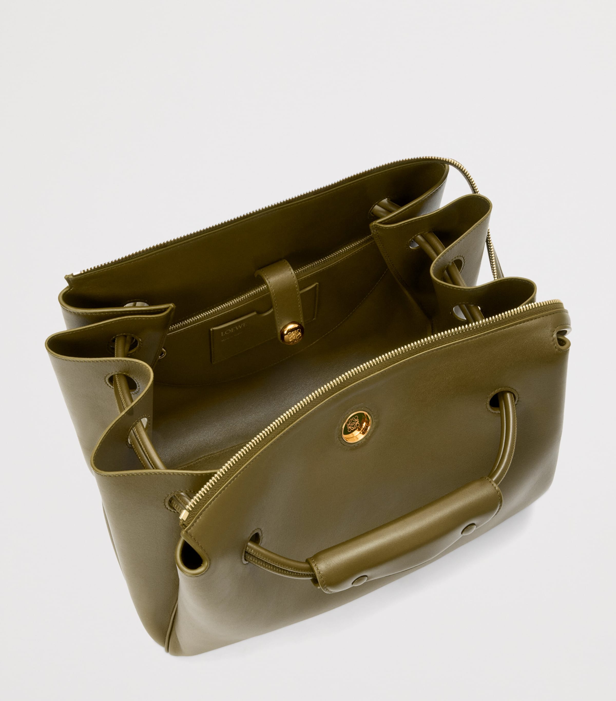 Large Leather Madrid Shoulder Bag OLIVE Image 7