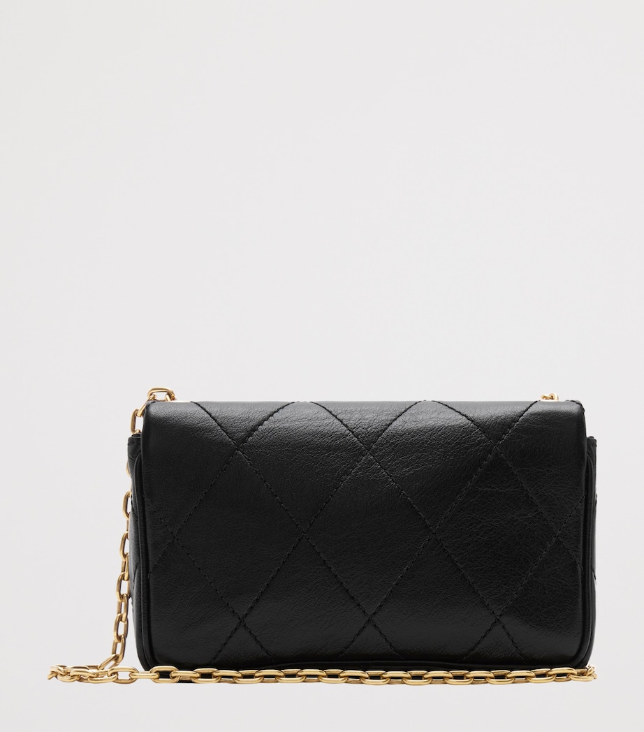 Leather Quilted EKD Clutch Bag BLACK Image 5