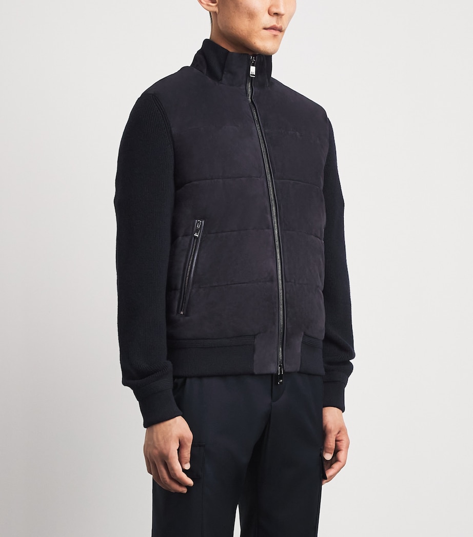 Pal Zileri Mens Goat Suede Hybrid Jacket Blue Image 4