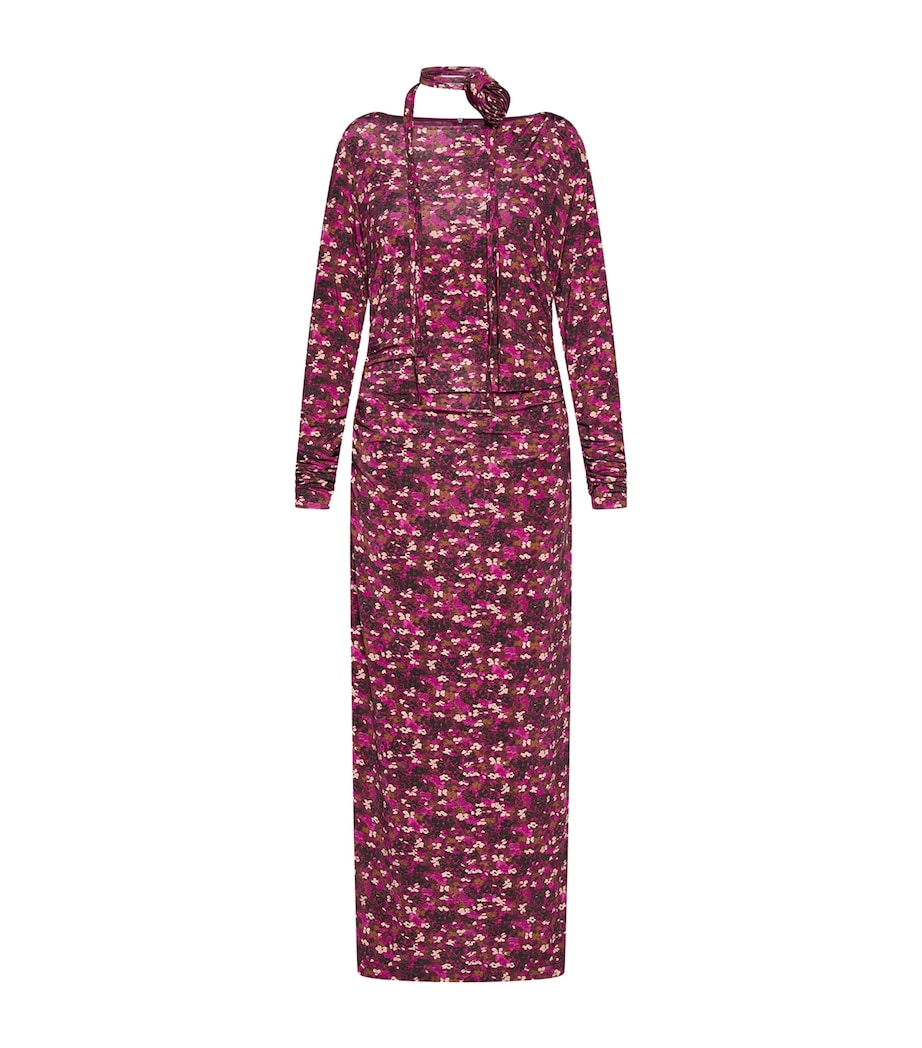 Marella Womens Jersey Floral Maxi Dress Fuchsia Image 1