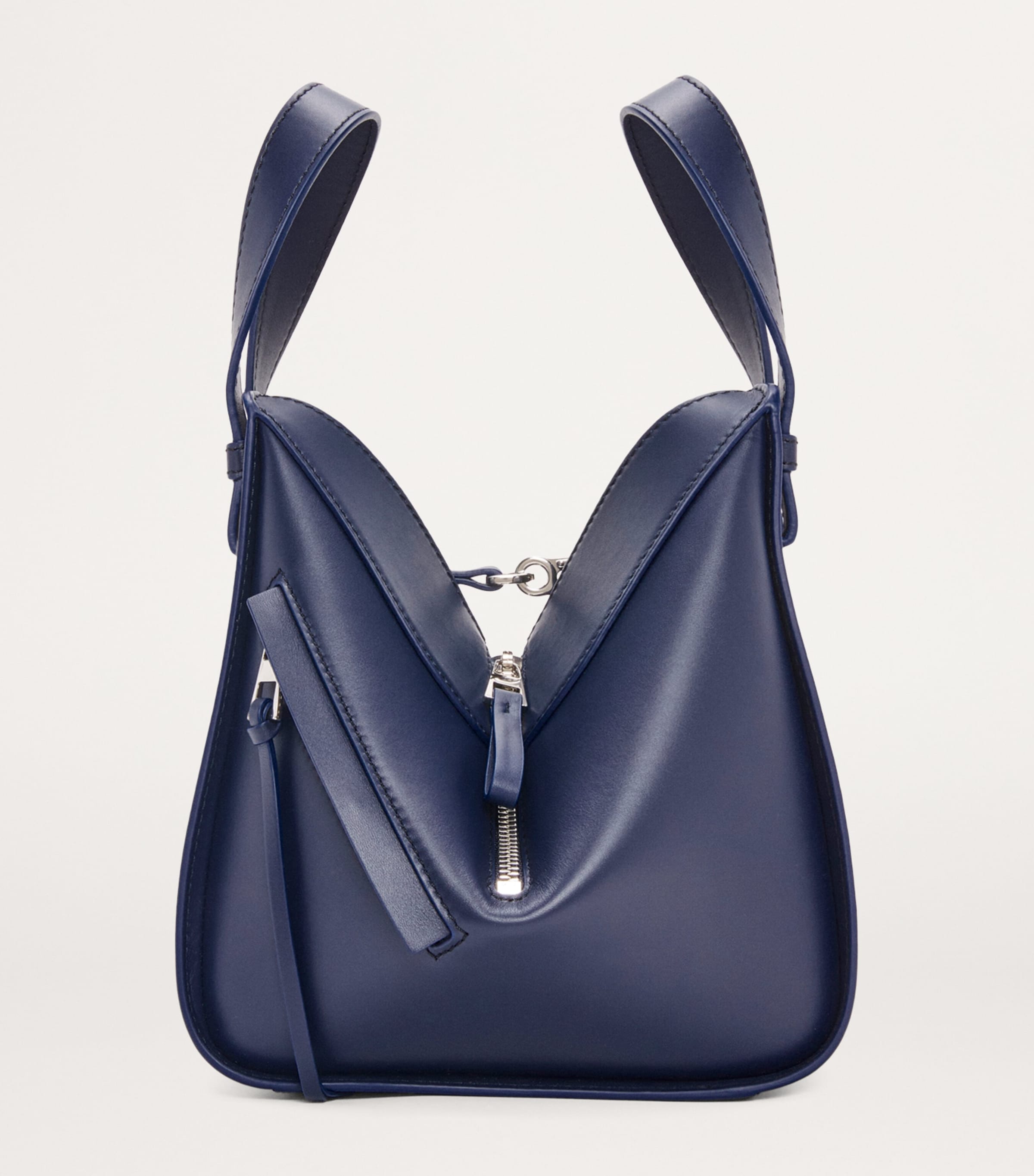 Leather Compact Hammock Top-Handle Bag ABYSS BLUE Image 3