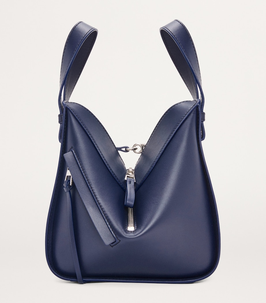 Leather Compact Hammock Top-Handle Bag ABYSS BLUE Image 3