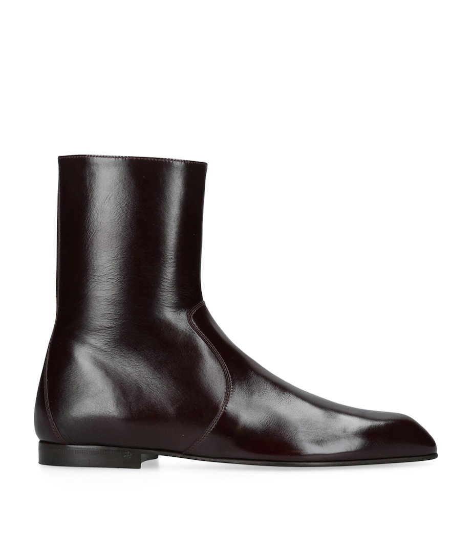 Leather Colt Ankle Boots WINE Image 1