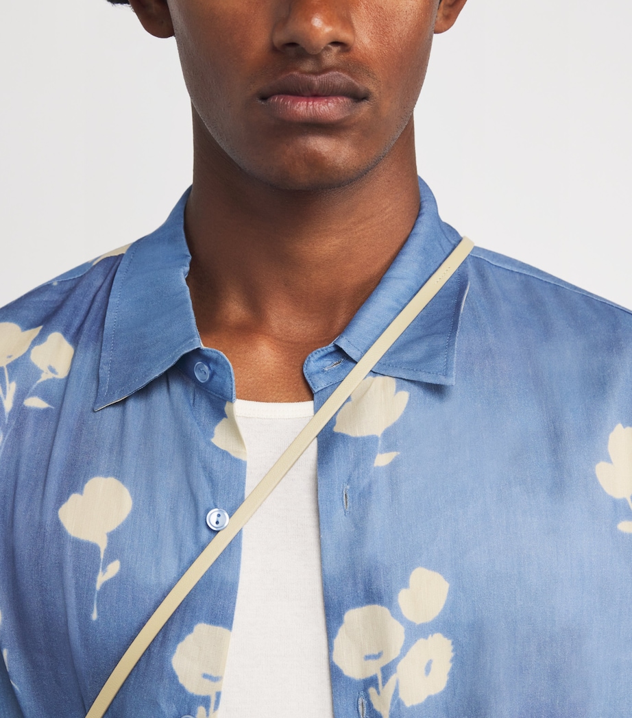 Linen-Blend Floral Short-Sleeve Shirt BLUE OFFICE Image 6