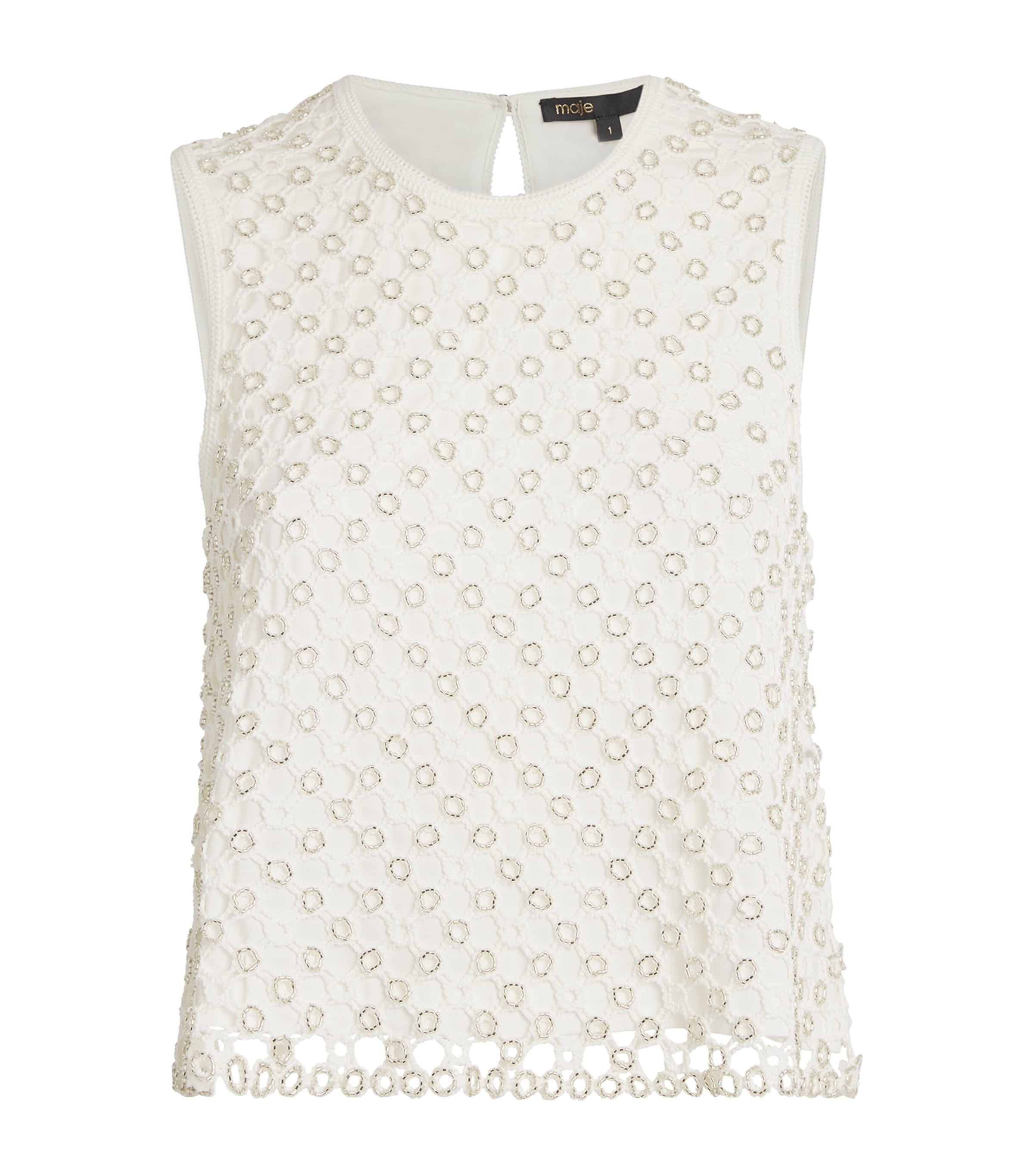 Maje Crochet Beaded Top In White