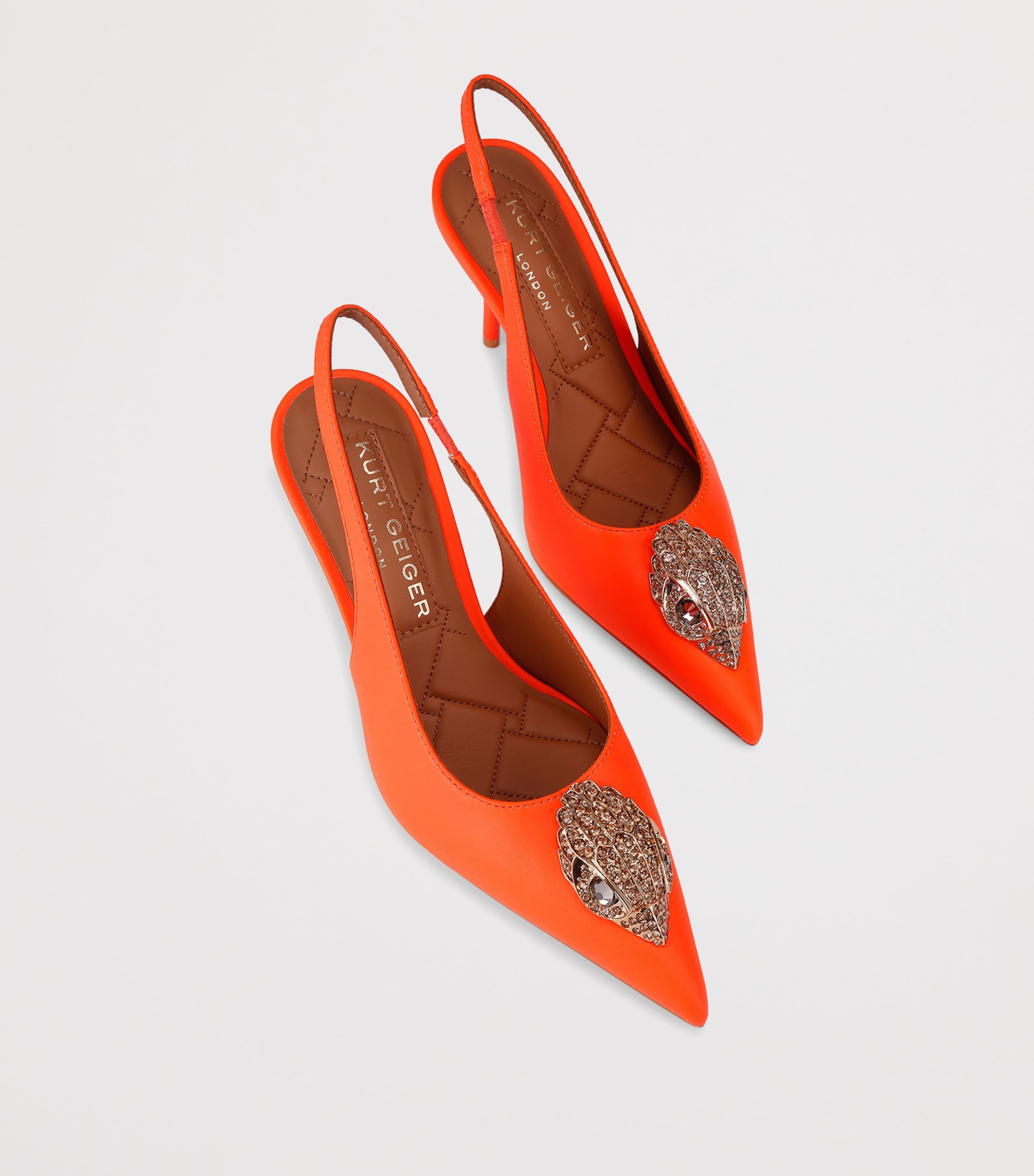 Kurt Geiger London Leather Eagle Slingback Pumps Orange Image 4