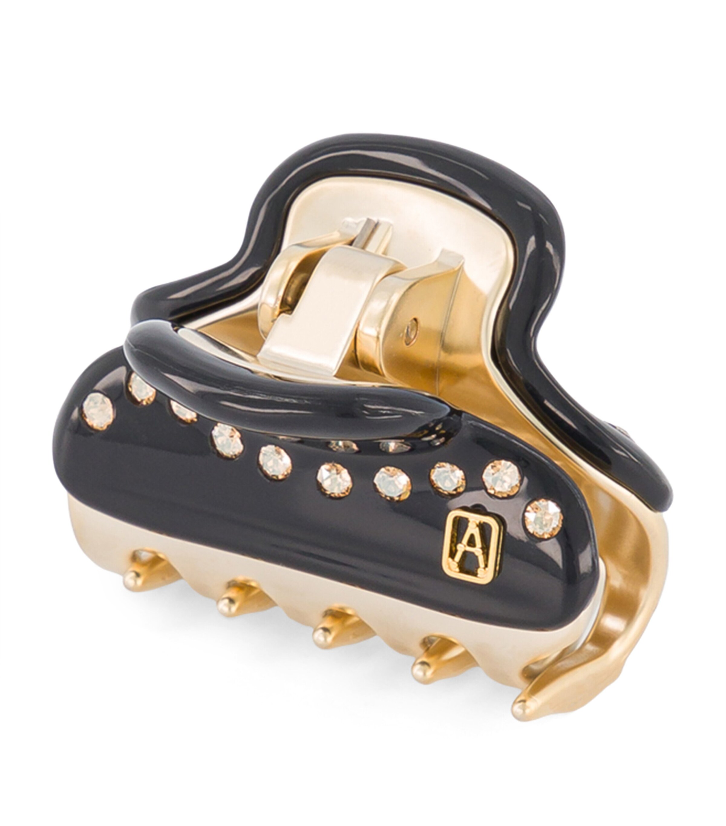 Alexandre de Paris Gold-Plated Crystal-Embellished Claw Hair Clip Noir B/or Image 2