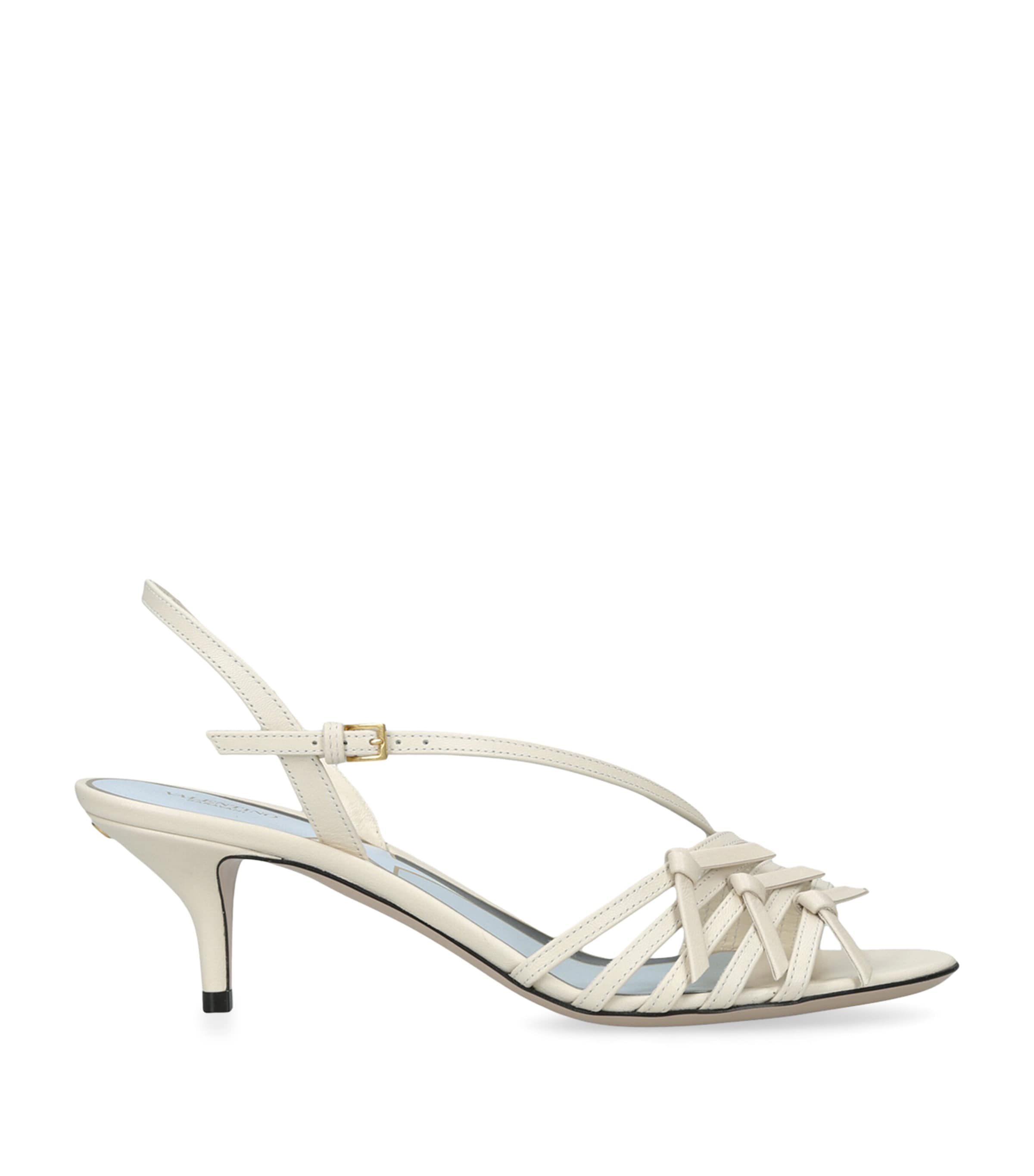 Valentino Garavani Leather Nodine Heeled Sandals 55 Bone Image 1