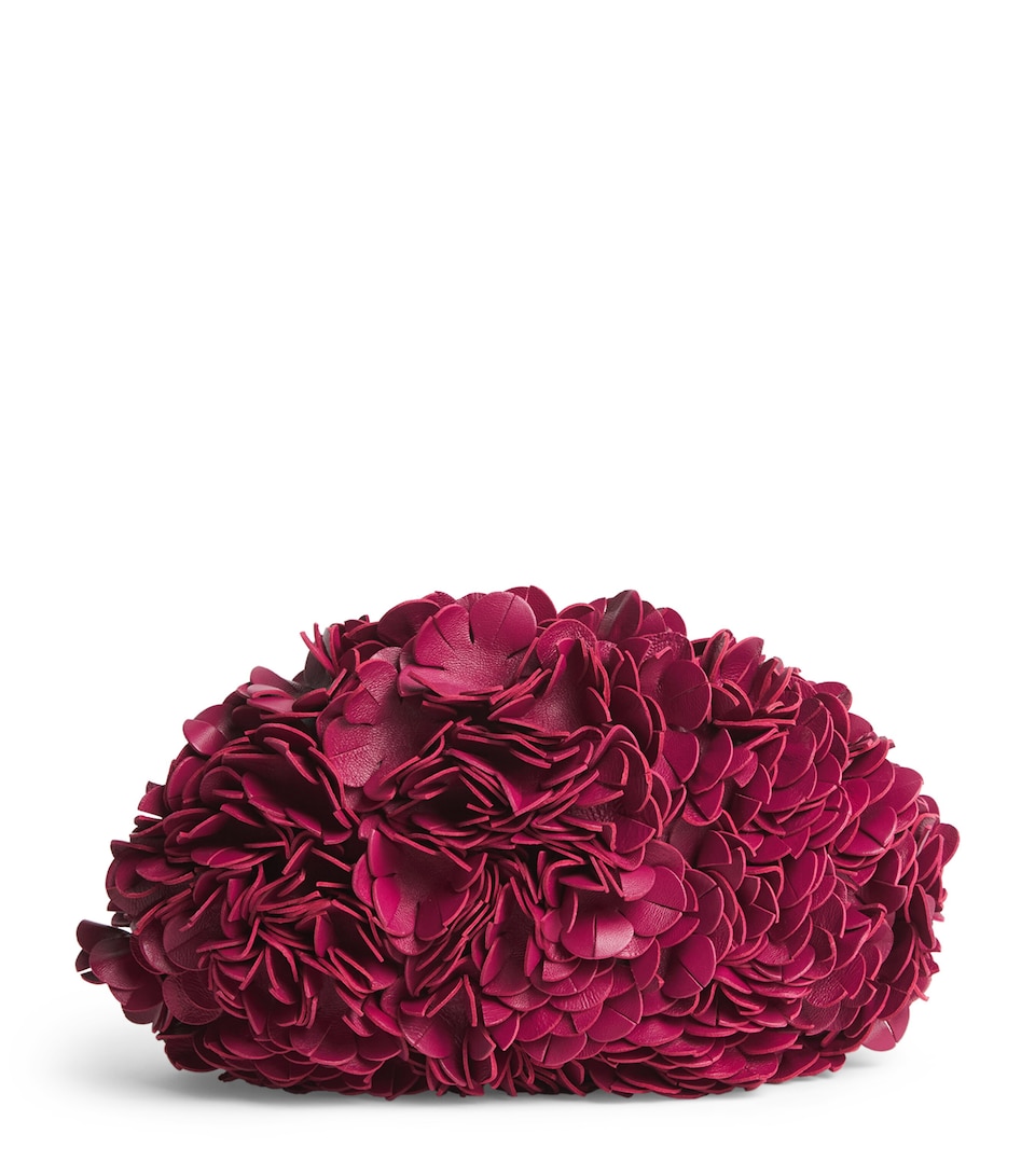 Chloé Leather Floral Plissé Shoulder Bag Berry Pink