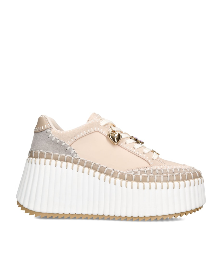Chloé Leather Nama Runner Platform Sneakers Grey/other Image 1