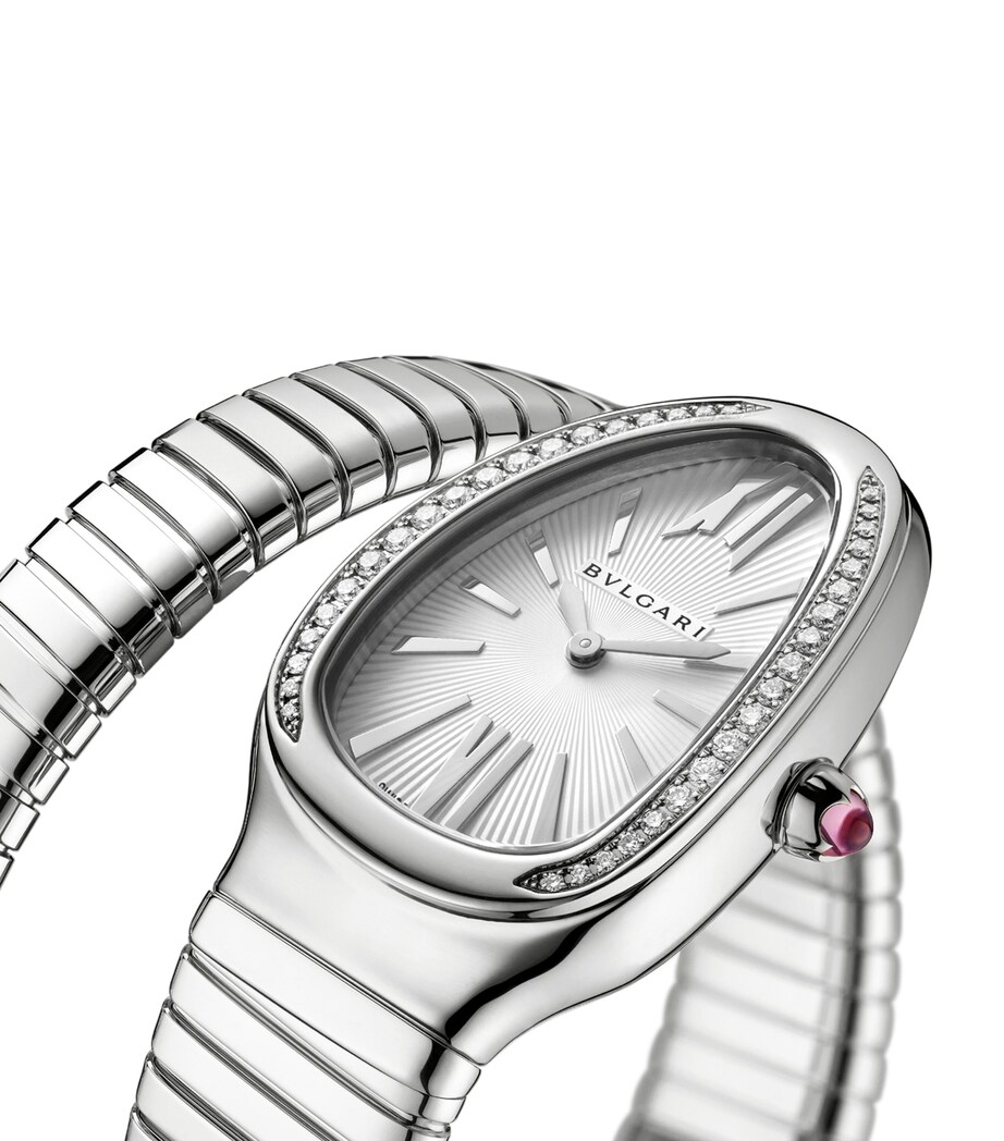 Stainless Steel and Diamond Serpenti Tubogas Watch 35mm GREY Image 4