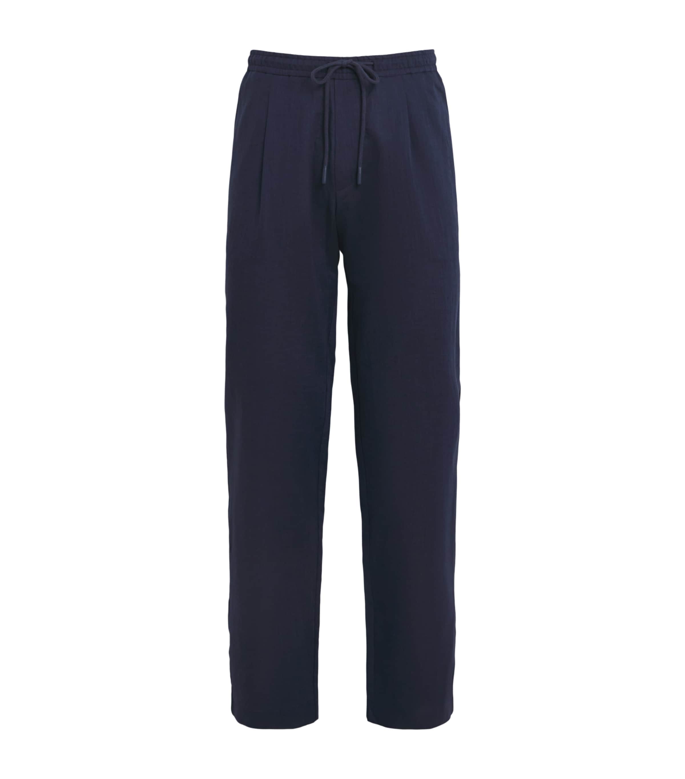 Zimmerli Mens Linen-Cotton Drawstring Trousers Navy Image 1