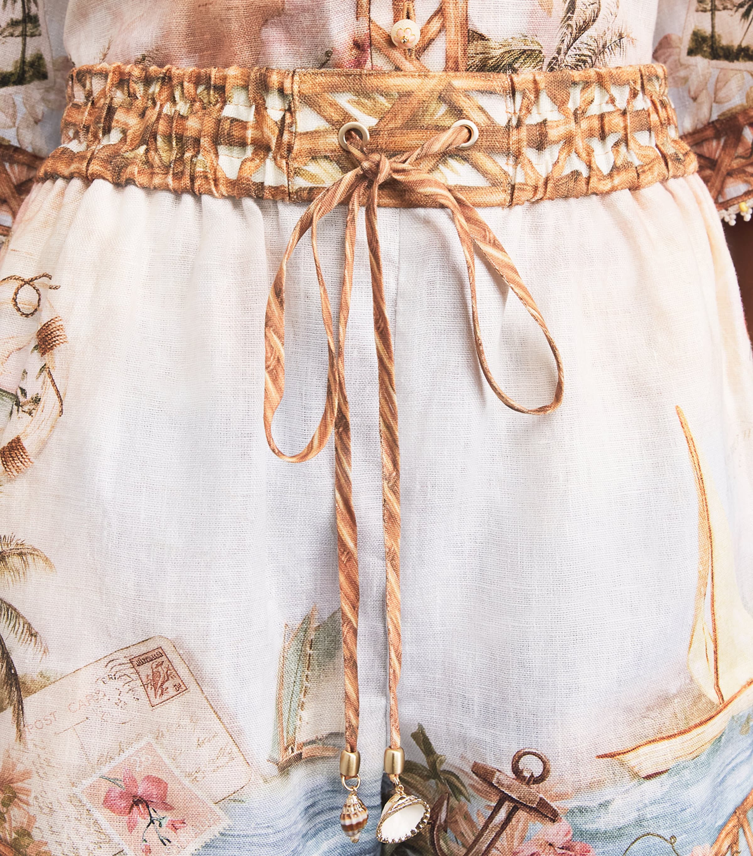 Zimmermann Womens Linen Printed Mahon Shorts Island Map Blue Image 3