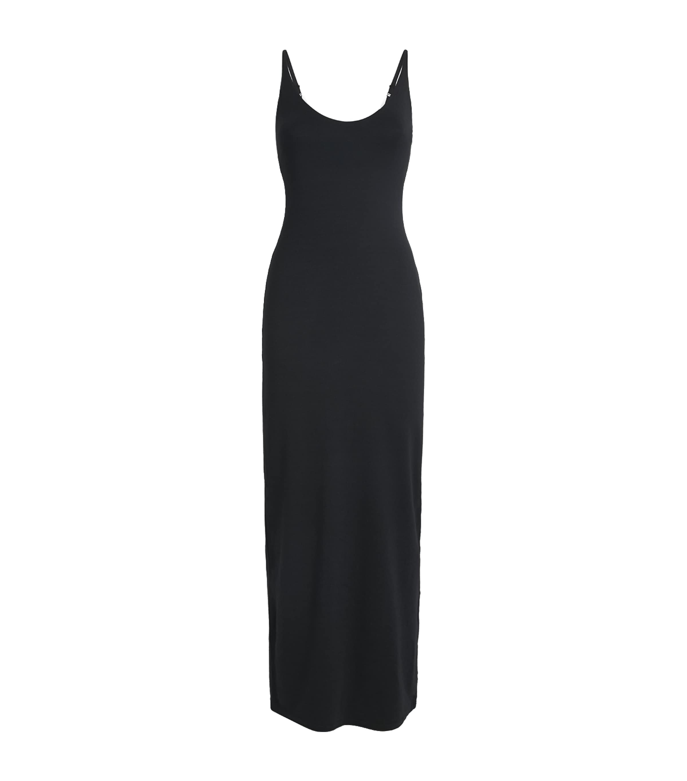 Skims Womens Smooth Layers Scoop-neck Jersey Maxi Dress Obsidian In Black