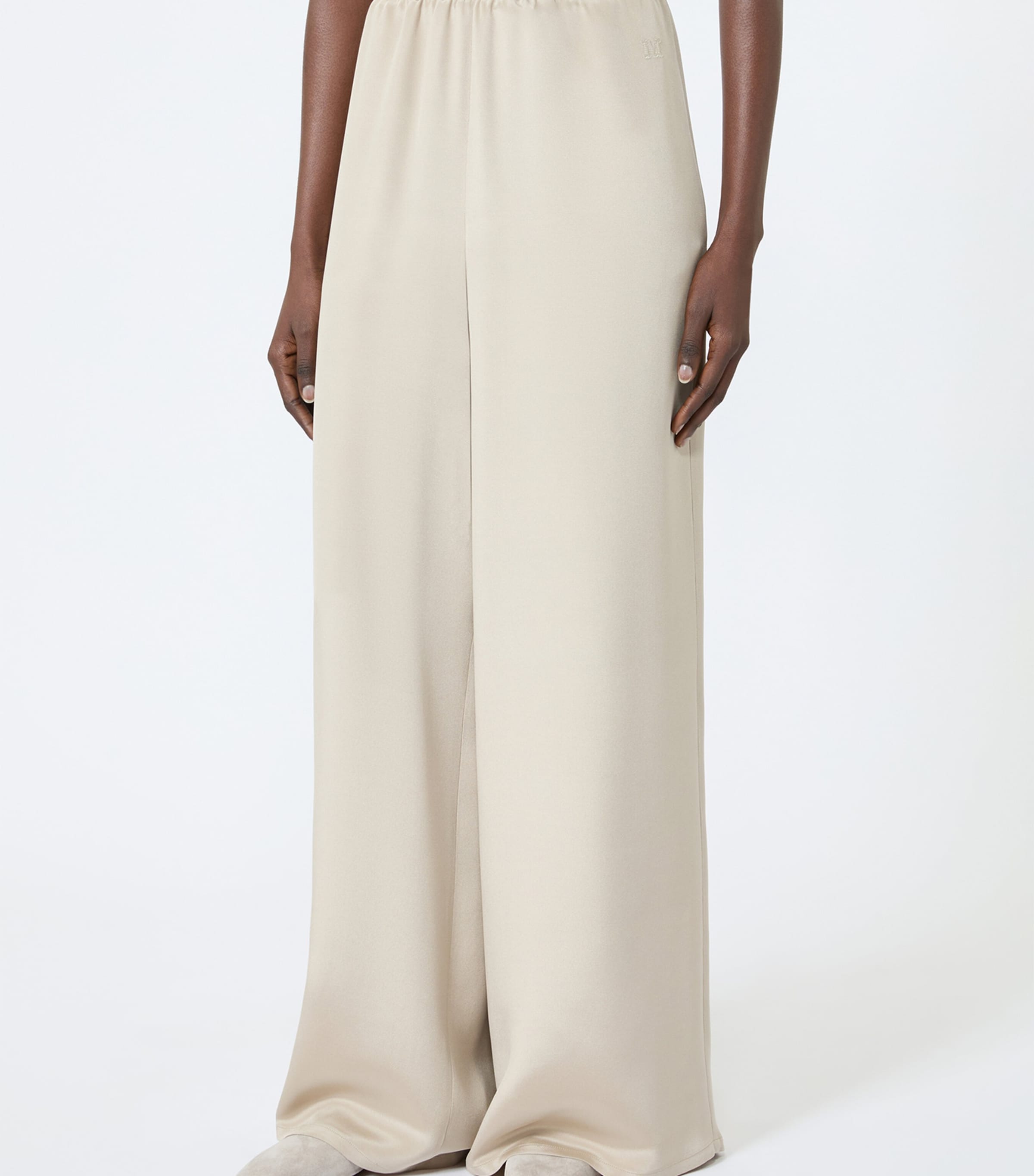 Max Mara Womens Silk Wide-Leg Trousers Stone Image 3