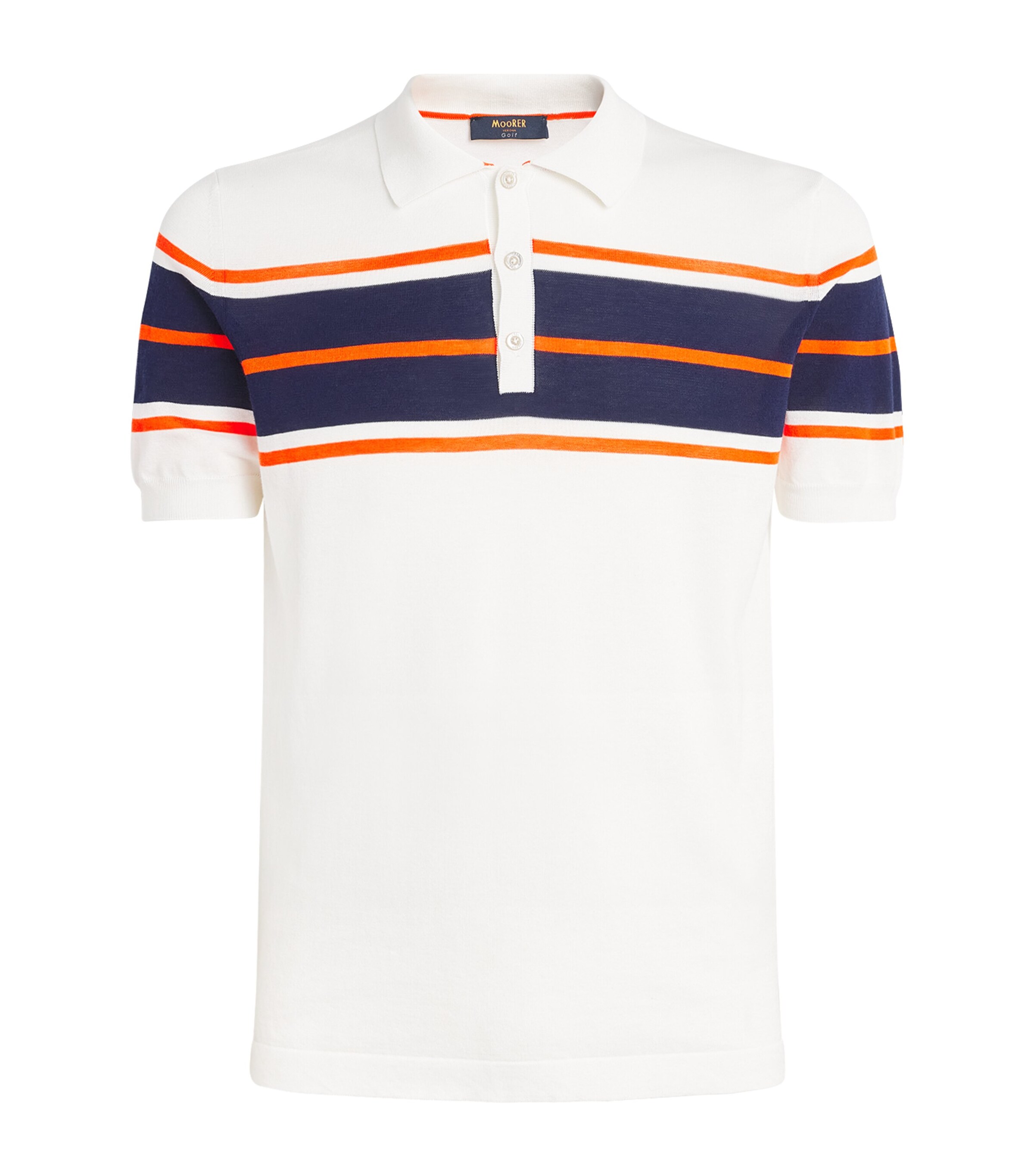 Cotton Stripe-Detail Polo Shirt V2509-BIANCO/NAVY Image 1